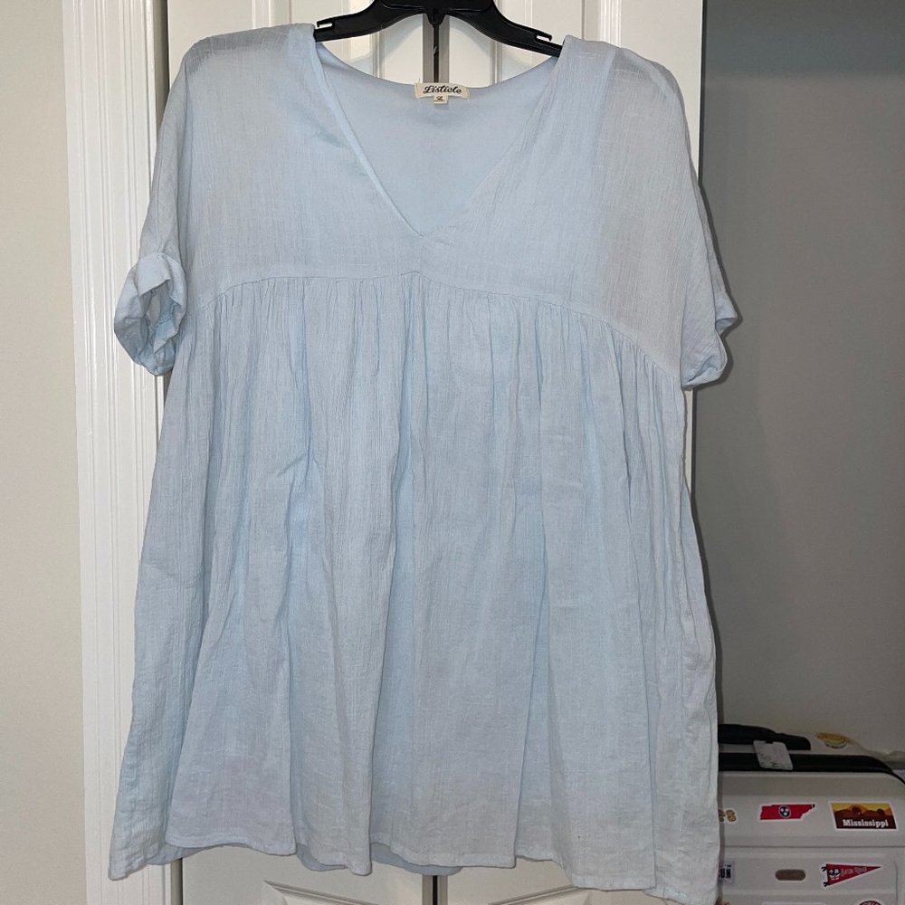 Listicle Light Blue Babydoll Dress